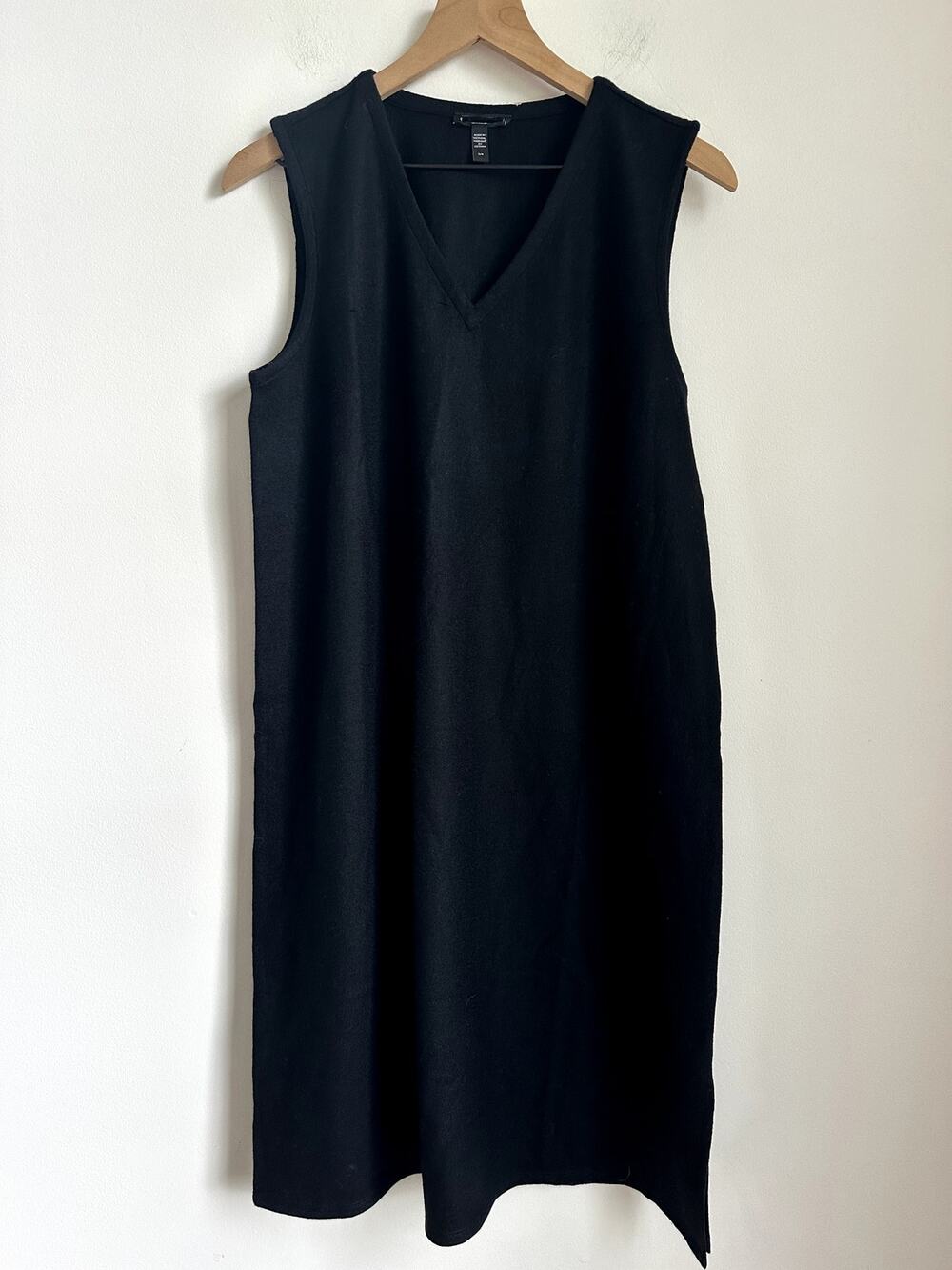 NWOT Eileen Fisher Boiled Wool Jersey V-Neck Dress Small